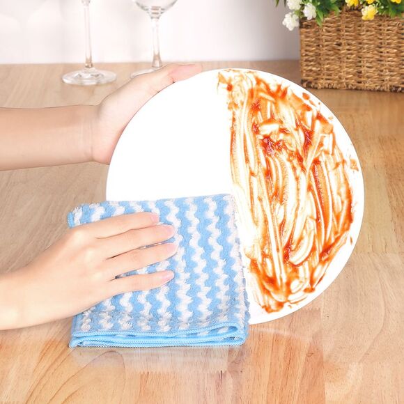 12 Pack Absorbent Reusable and Washable Clean Cloth 10" x 10" Blue - Picture 6 of 6